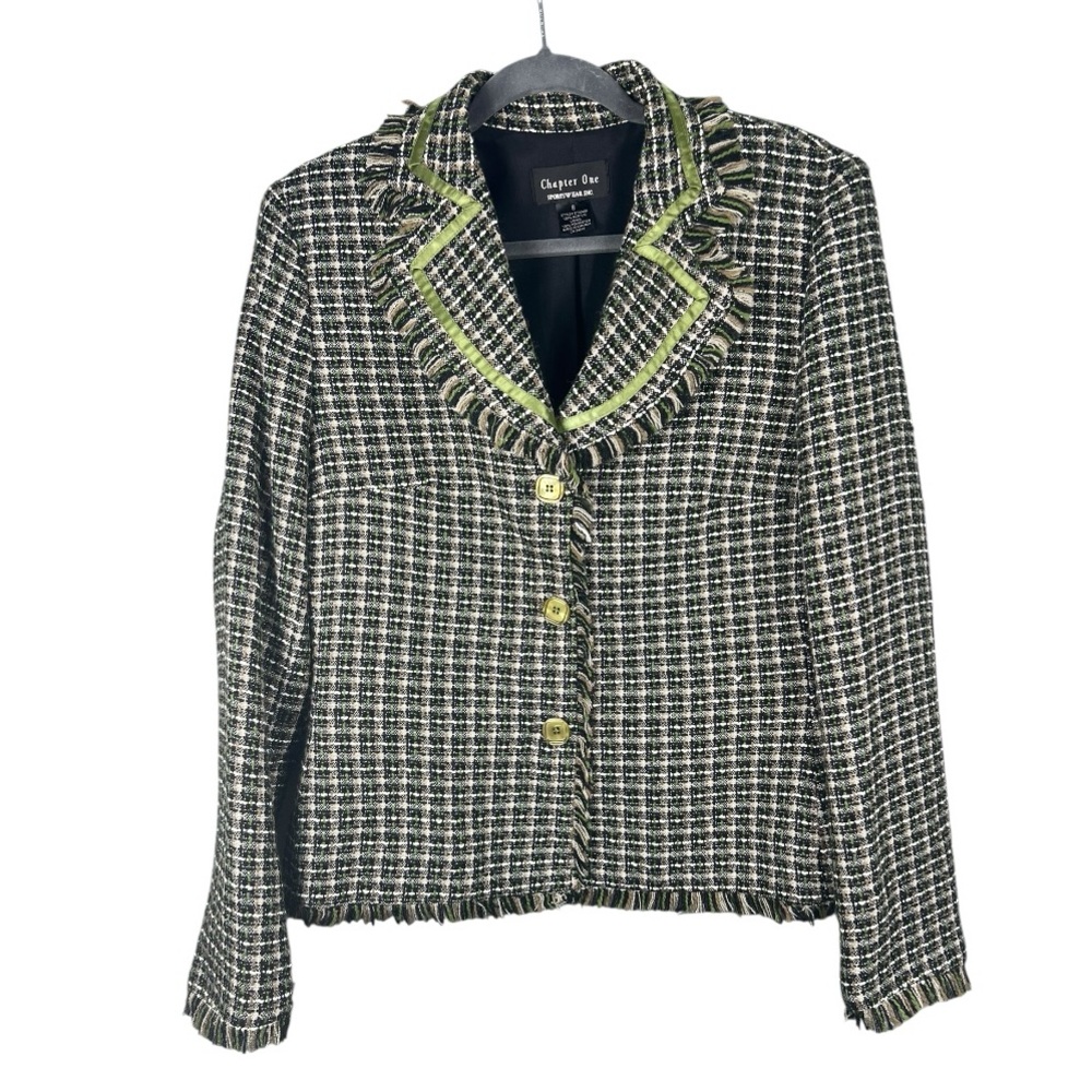Chapter One Womens Sz 8 Multicolored Tweed Jacket Blazer